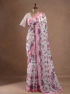 Chiffon Floral Printed Saree White In Colour