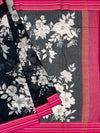 Floral Charm: Black Printed Kota Cotton Saree