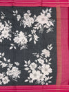 Floral Charm: Black Printed Kota Cotton Saree