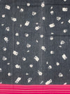 Floral Charm: Black Printed Kota Cotton Saree