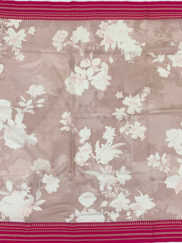Blush Rose Floral Cotton Kota Saree
