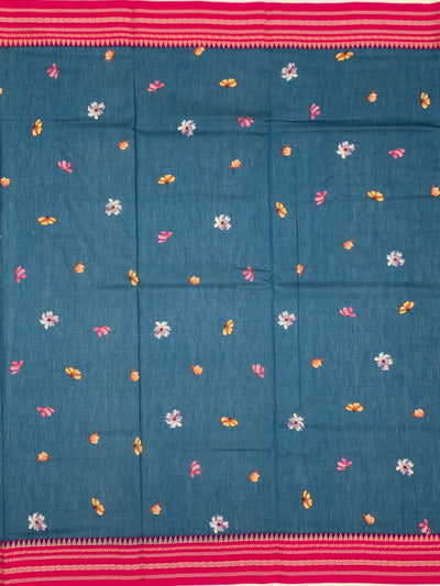 Cotton Kota Saree Teal-Blue In Colour