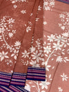 Printed Kota Cotton Saree Rust-Pink In Colour