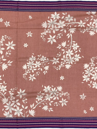 Printed Kota Cotton Saree Rust-Pink In Colour
