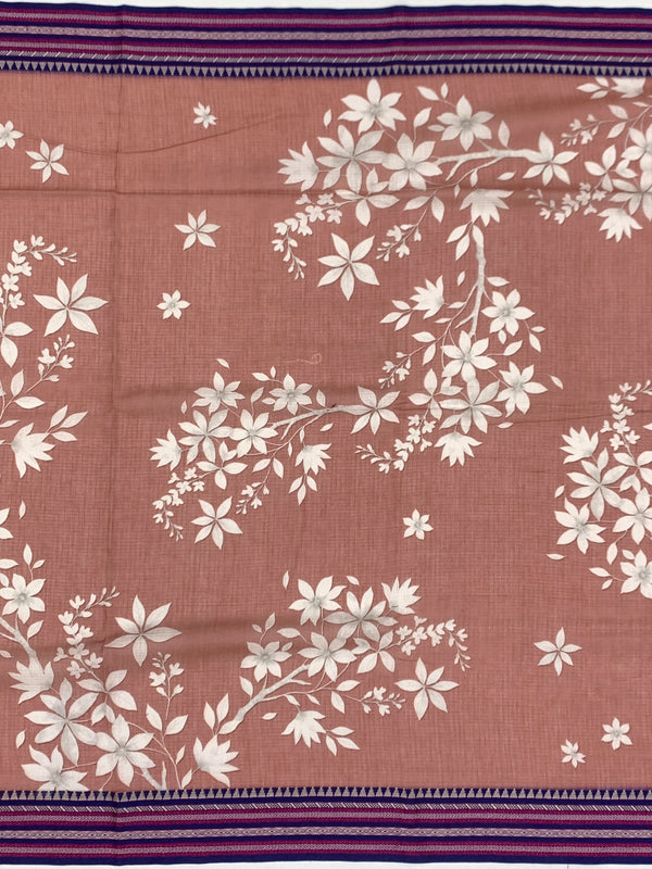 Printed Kota Cotton Saree Rust-Pink In Colour