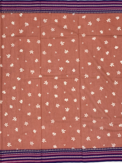 Printed Kota Cotton Saree Rust-Pink In Colour