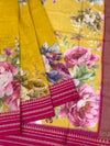 Mustard Yellow Floral Kota Cotton Saree