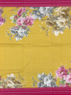 Mustard Yellow Floral Kota Cotton Saree