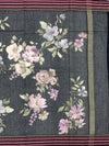 Elegant Black Floral Cotton Kota Saree
