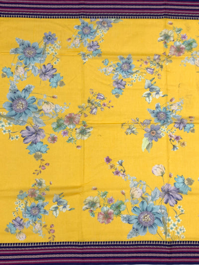 Vibrant Sunflower Yellow Floral Cotton Kota Saree