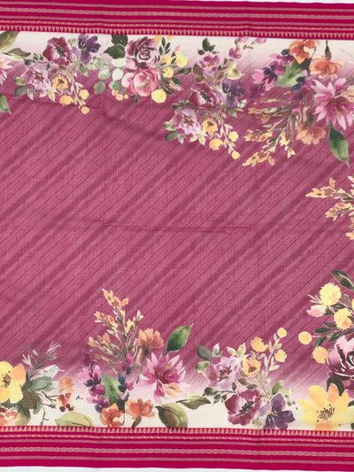 Magenta Floral Cotton Kota Saree