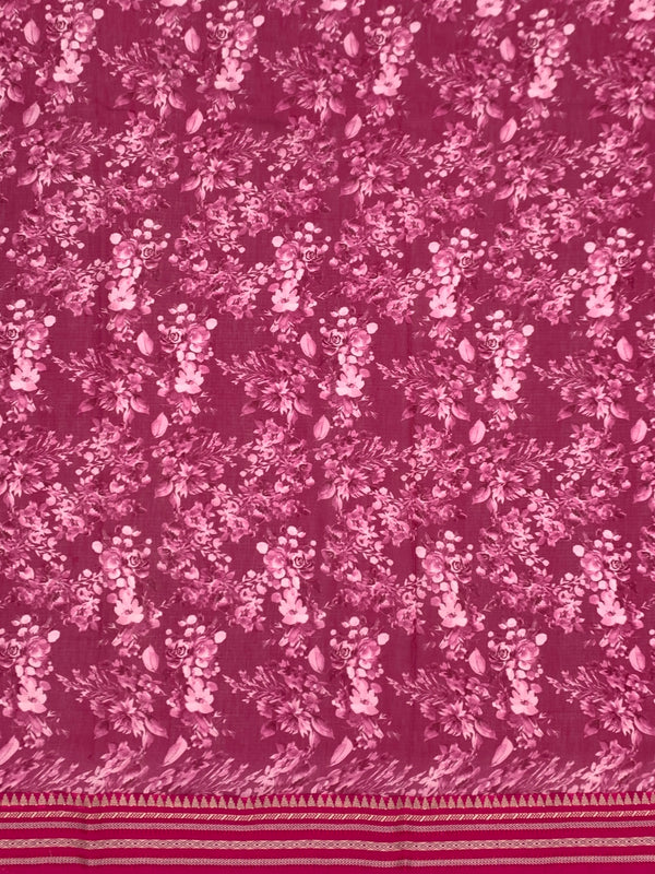 Magenta Floral Cotton Kota Saree