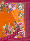 Orange Floral Cotton Kota Saree