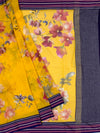 Digital Printed Floral Yellow Cotton Kota Saree