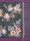 Elegance in Grey: Floral Printed Kota Doria Saree