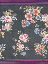 Elegance in Grey: Floral Printed Kota Doria Saree