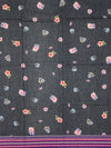 Elegance in Grey: Floral Printed Kota Doria Saree