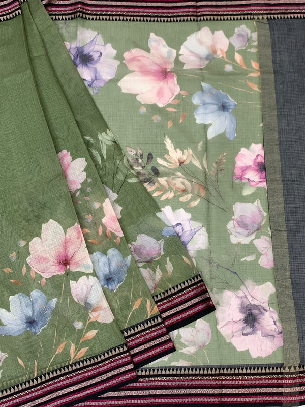 Cotton Kota Saree Green In Colour