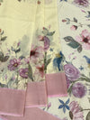 Printed Floral Kota Saree Light Lemon-Yellow In Colour