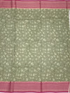 Sage Green Floral Printed Kota Doria Saree