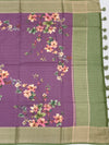 Enchanting Plum Purple Floral Kota Saree with Zari Border