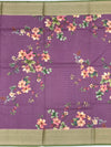 Enchanting Plum Purple Floral Kota Saree with Zari Border