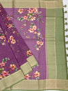 Enchanting Plum Purple Floral Kota Saree with Zari Border