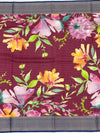 Floral Symphony: Maroon Printed Kota Doria Saree