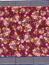 Floral Symphony: Maroon Printed Kota Doria Saree