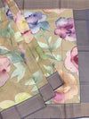 Kota Doria Saree In Beige base with Lavender and Grey accents