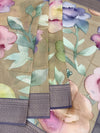 Kota Doria Saree In Beige base with Lavender and Grey accents