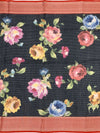Printed Kota Floral Doria Saree Black In Colour