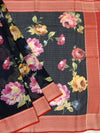 Printed Kota Floral Doria Saree Black In Colour