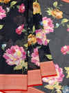 Printed Kota Floral Doria Saree Black In Colour