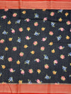 Printed Kota Floral Doria Saree Black In Colour