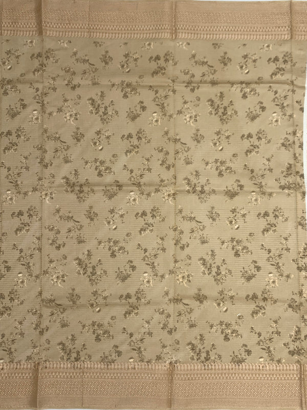 Chiku Floral Printed Kota Doria Saree