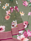 Sage Green Floral Printed Kota Doria Saree