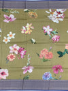Mustard Floral Printed Kota Doria Saree