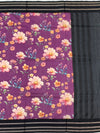 Royal Purple Floral Cotton Saree with Charcoal Zari Border