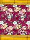 Radiant Fuchsia & Mustard: Floral Cotton Saree