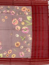 Dusty Mauve & Maroon "Botanical Sketch" Cotton Saree