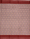 Dusty Mauve & Maroon "Botanical Sketch" Cotton Saree