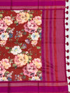 Blooming Red & Magenta: Floral Cotton Saree