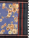 Blue & Black: Floral Cotton Saree