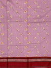 Enchanting Lavender Floral Printed Cotton Saree with Maroon Border