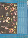 Charcoal Grey Floral Cotton Saree