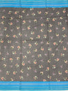 Charcoal Grey Floral Cotton Saree