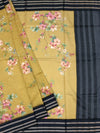 Earthy Mustard & Navy Floral Printed Cotton Saree