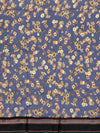 Blue & Black: Floral Cotton Saree