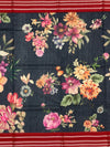 Charcoal & Crimson Floral Cotton Saree
